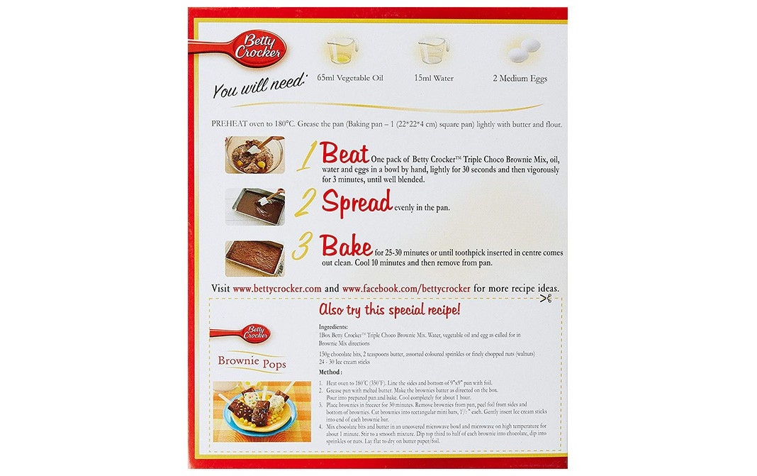 Betty Crocker Triple Choco Brownie Mix    Box  425 grams